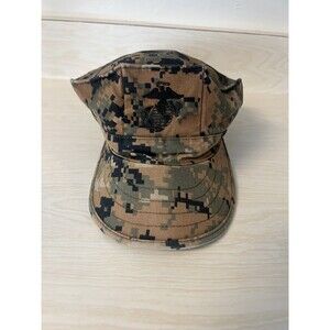 USMC MARPAT Desert Camo Utility Cover Hat Military Cap EGA Globe‎ Anchor Small